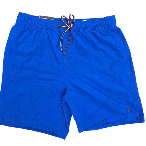 $69.50 Tommy Hilfiger Men's Short Maillot 8" Inseam Swim Trunks blue M NWT - Picture 1 of 5